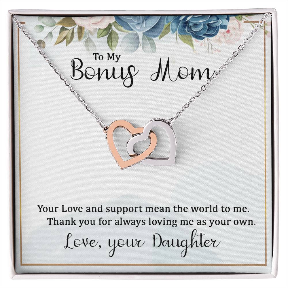 My Bonus Mom double heart necklace from Daughter